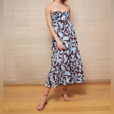 La Ligne Blue Strapless Silk Midi Dress Size Small New Retails 595