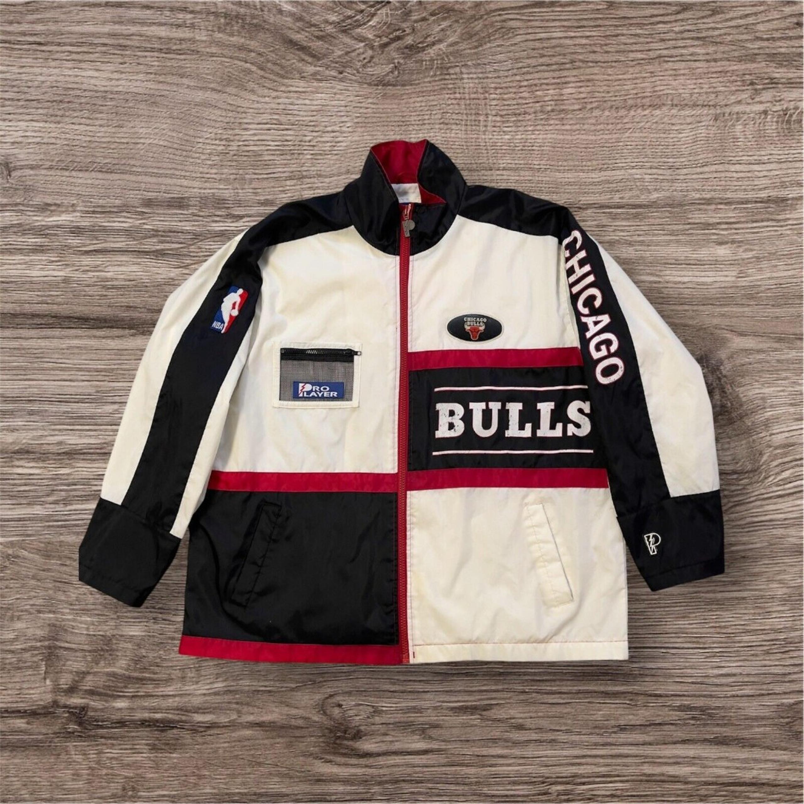 Vtg 90s Chicago Bulls Jacket NBA Pro Player Lined Windbreaker Zip Men XL EUC