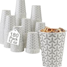 180 Pack 12 oz Disposable Coffee Cups, Leakproof Hot Drink Cups for Cafe, Office