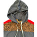MONROW Supersoft Fleece Print Block Pullover Hoodie In Leopard & Faded Black