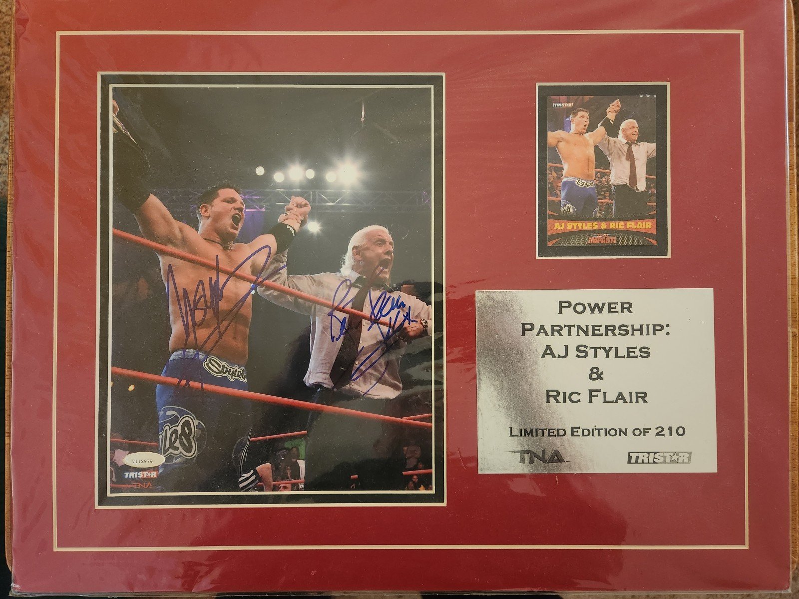 Ric Flair AJ Styles Duel signed 8x10 matted 14x18 Tristar COA 1/210 TNA WWE