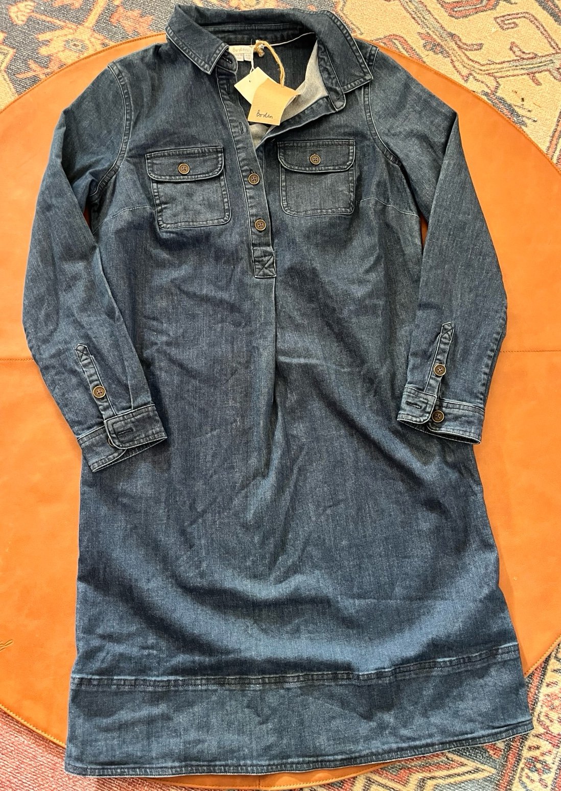 Boden 'Lola' Women's Denim Blue Jean Shirt Dress Sz 6 Long Boho new with tags