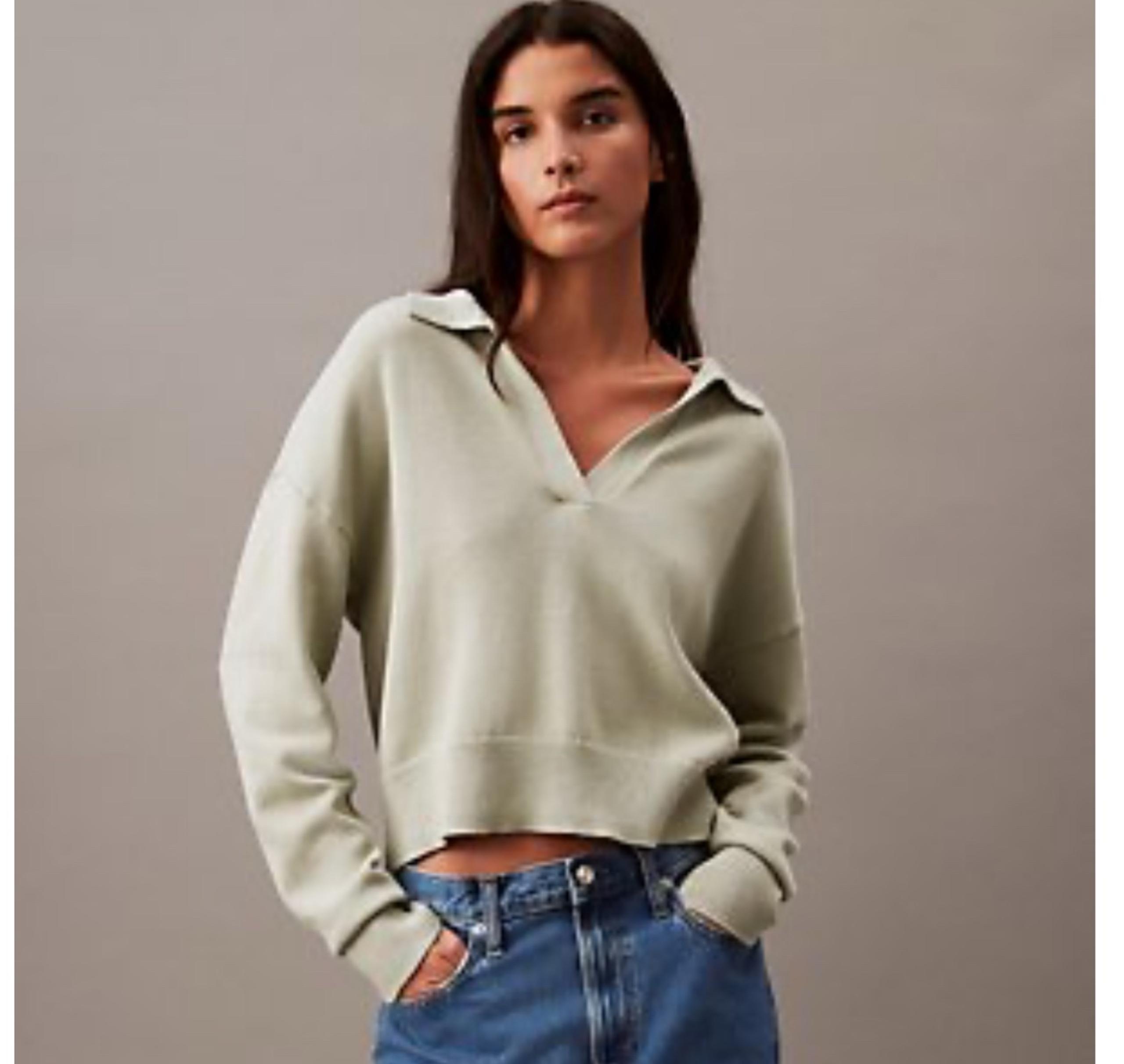 Calvin Klein Sage Green V-Neck Sweater Size Large