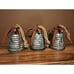 3 Galvanized Metal Christmas Holiday Bell on Rope Hanger Distressed Rustic