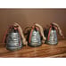 3 Galvanized Metal Christmas Holiday Bell on Rope Hanger Distressed Rustic
