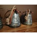 3 Galvanized Metal Christmas Holiday Bell on Rope Hanger Distressed Rustic