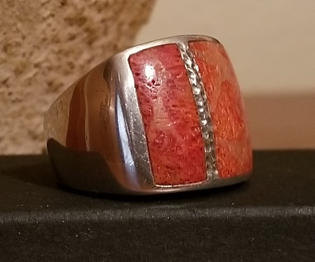 RARE Silpada Sterling Silver Coral Ring, Size 7