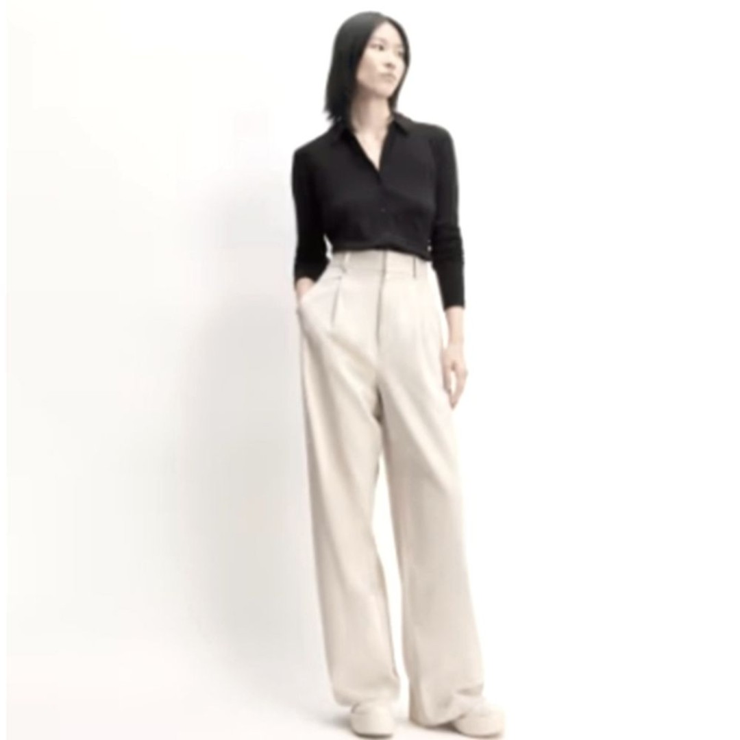 Everlane The Draper Pleated Wide Leg Pant Tencel Cotton White Size 16S