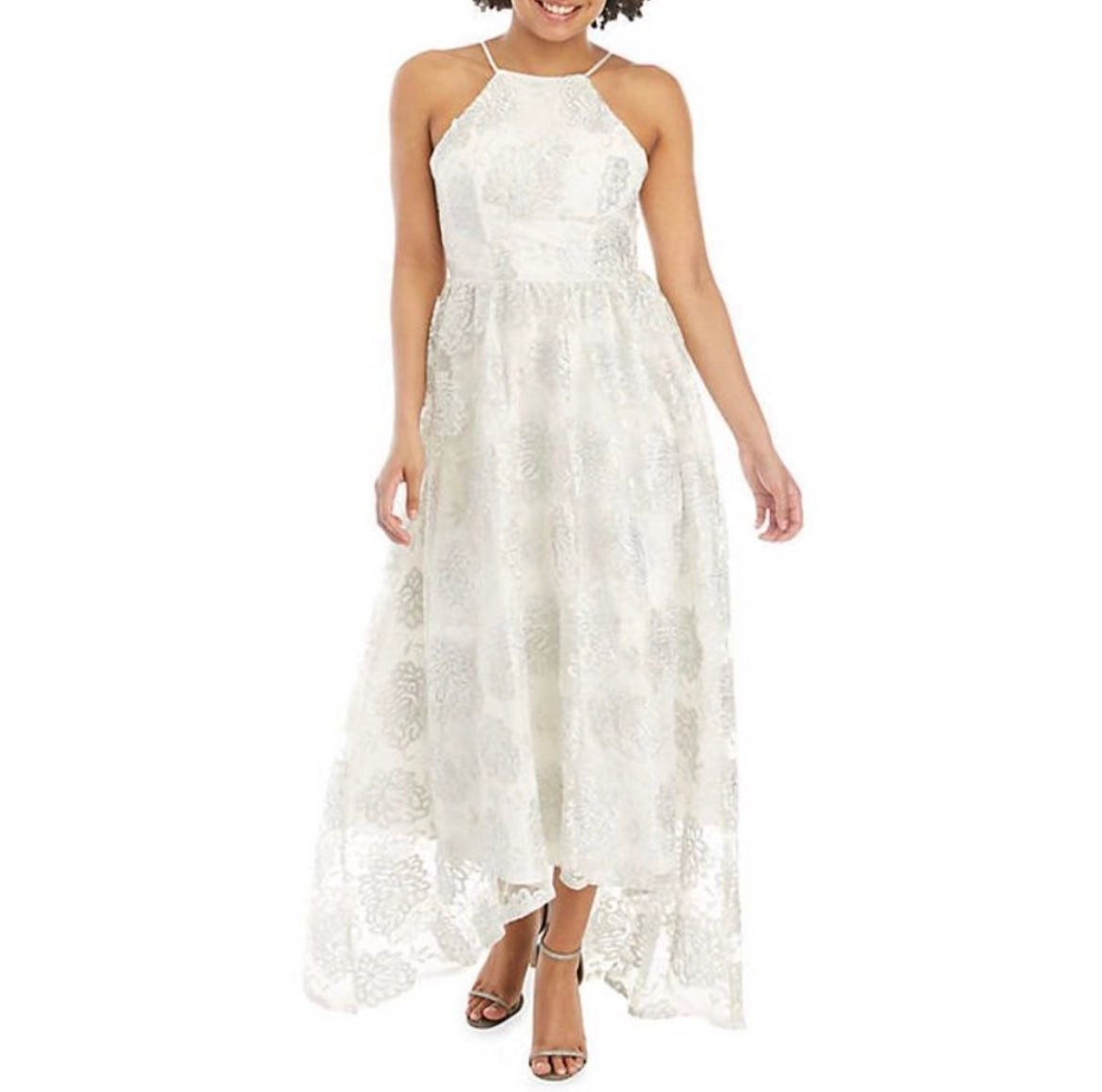Sequin Hearts Juniors White/Silver dress