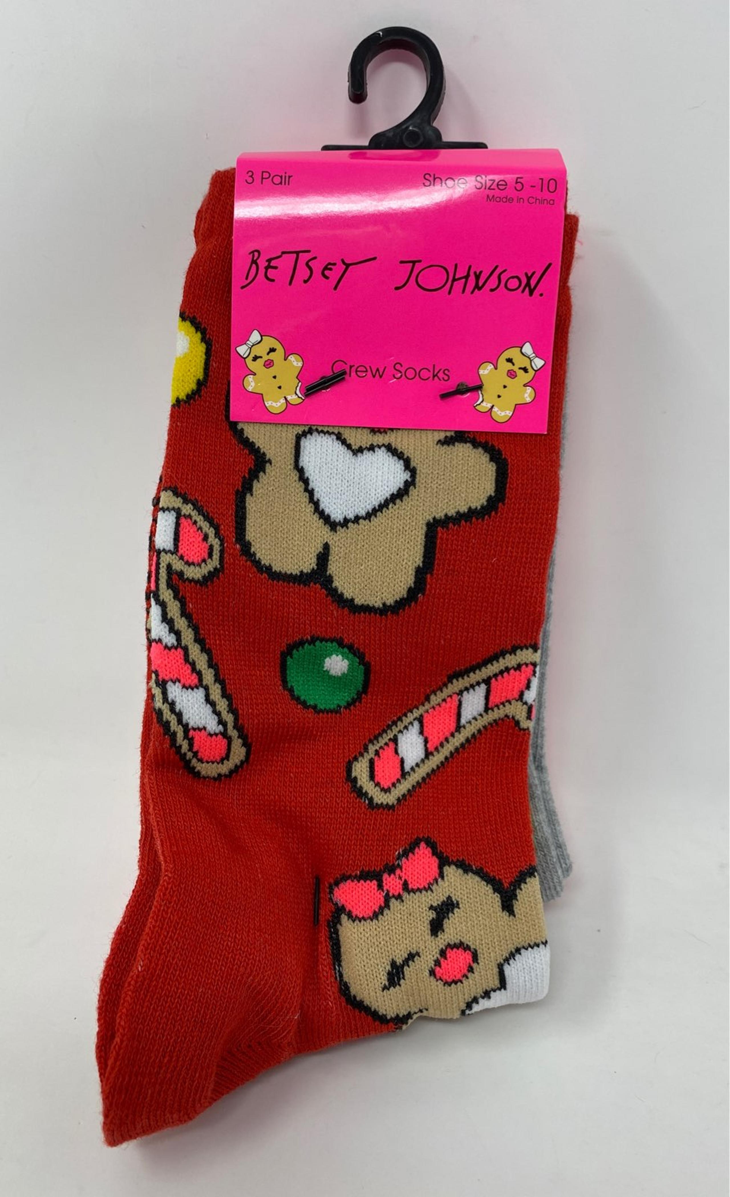Betsey♥️Johnson.Christmas Crew Socks 3 Pair Shoe Size 5-10