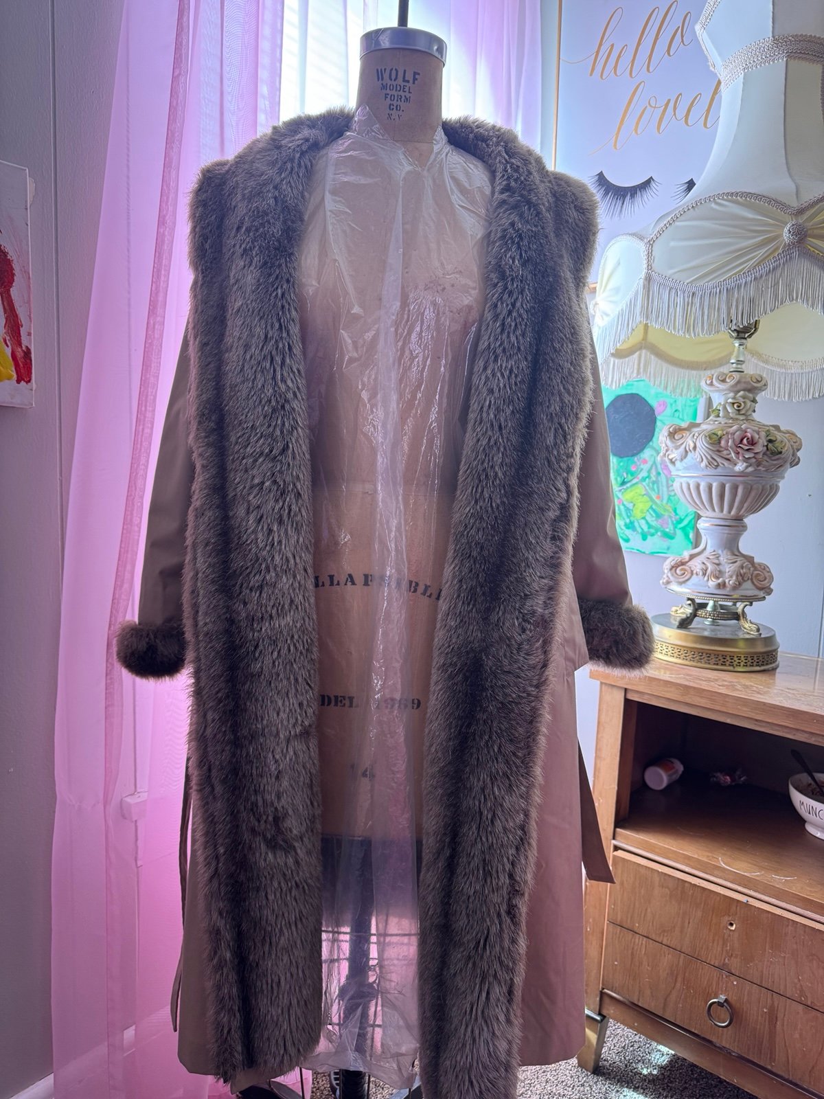 Vintage forecastor of Boston fur trench coat