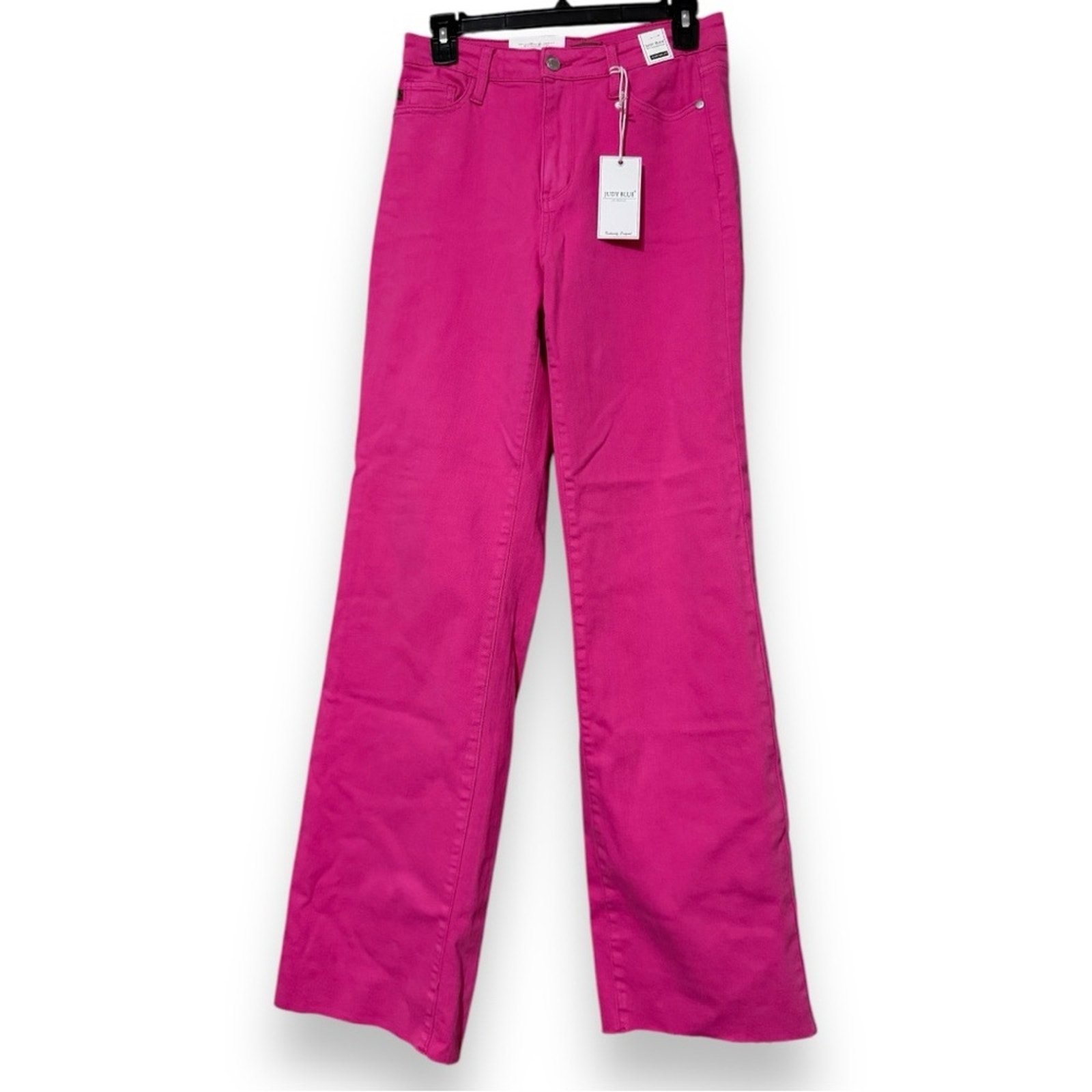 JUDY BLUE womens size 5/27 high waist hot pink wide-leg jeans zip & button close