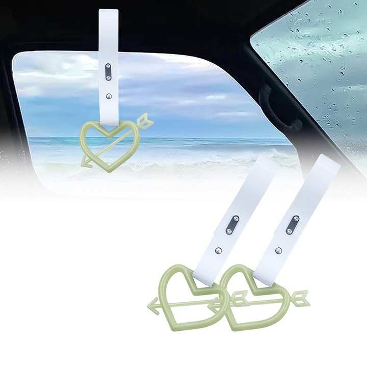NEW 2PCS ARROW LOVE HEART GLOW GREEN JDM TSURIKAWA RING WHITE Handle Strap Drift