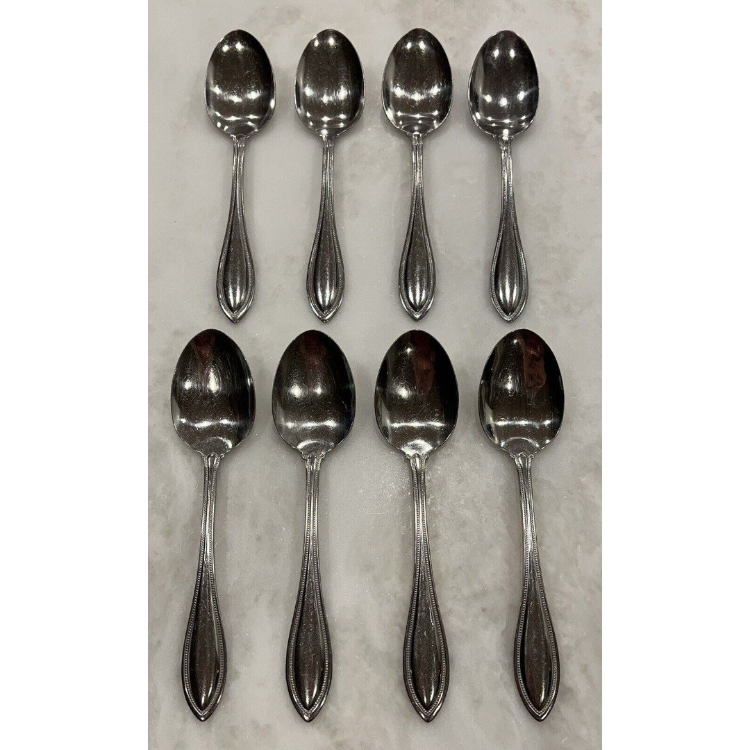 Oneida American Harmony Set of 8 Arbor Soup Spoons 7-3/8” Stainless Flatware X8