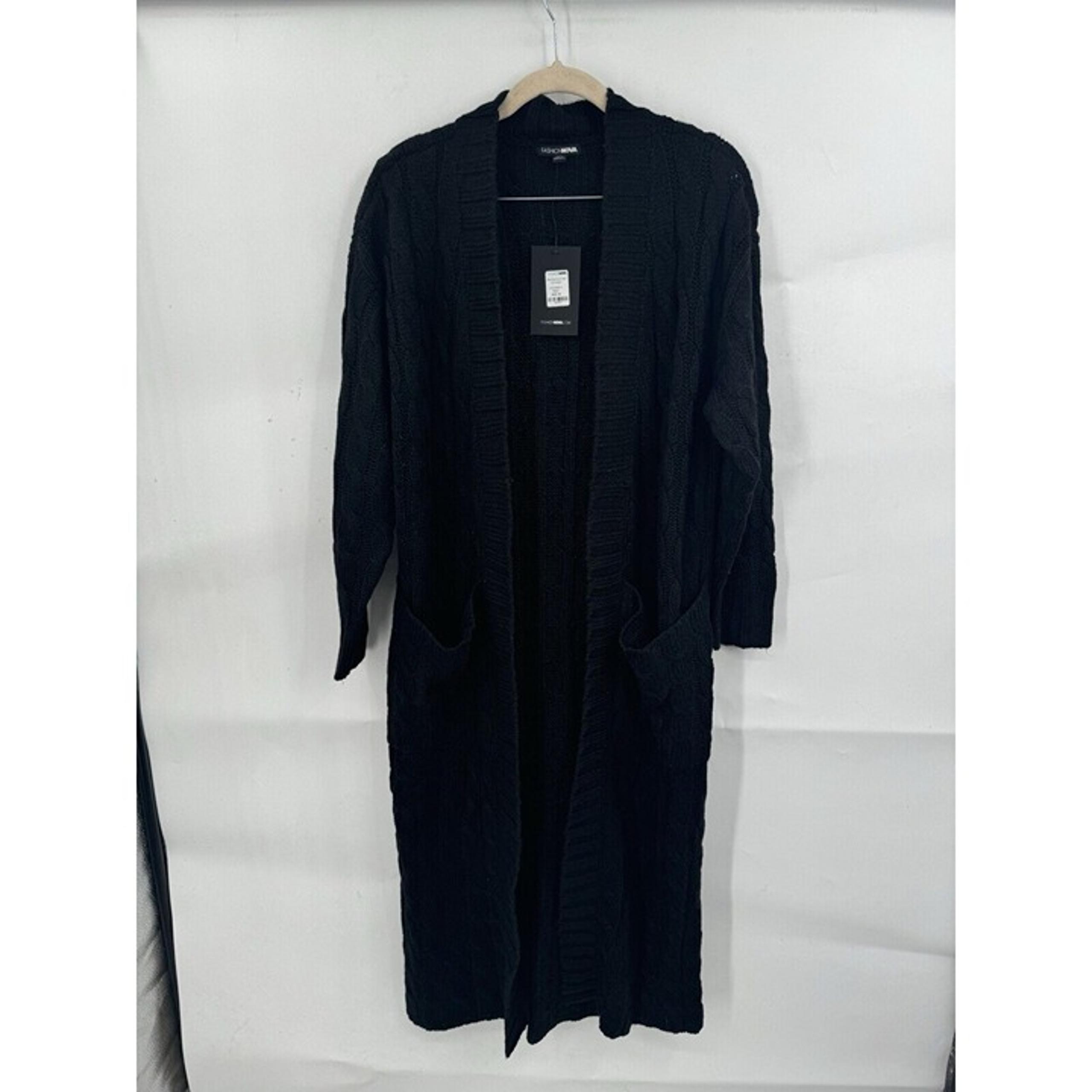 Fashion Nova Cardigan Women XS Black What Goes Around Cable Knit Duster NEW
