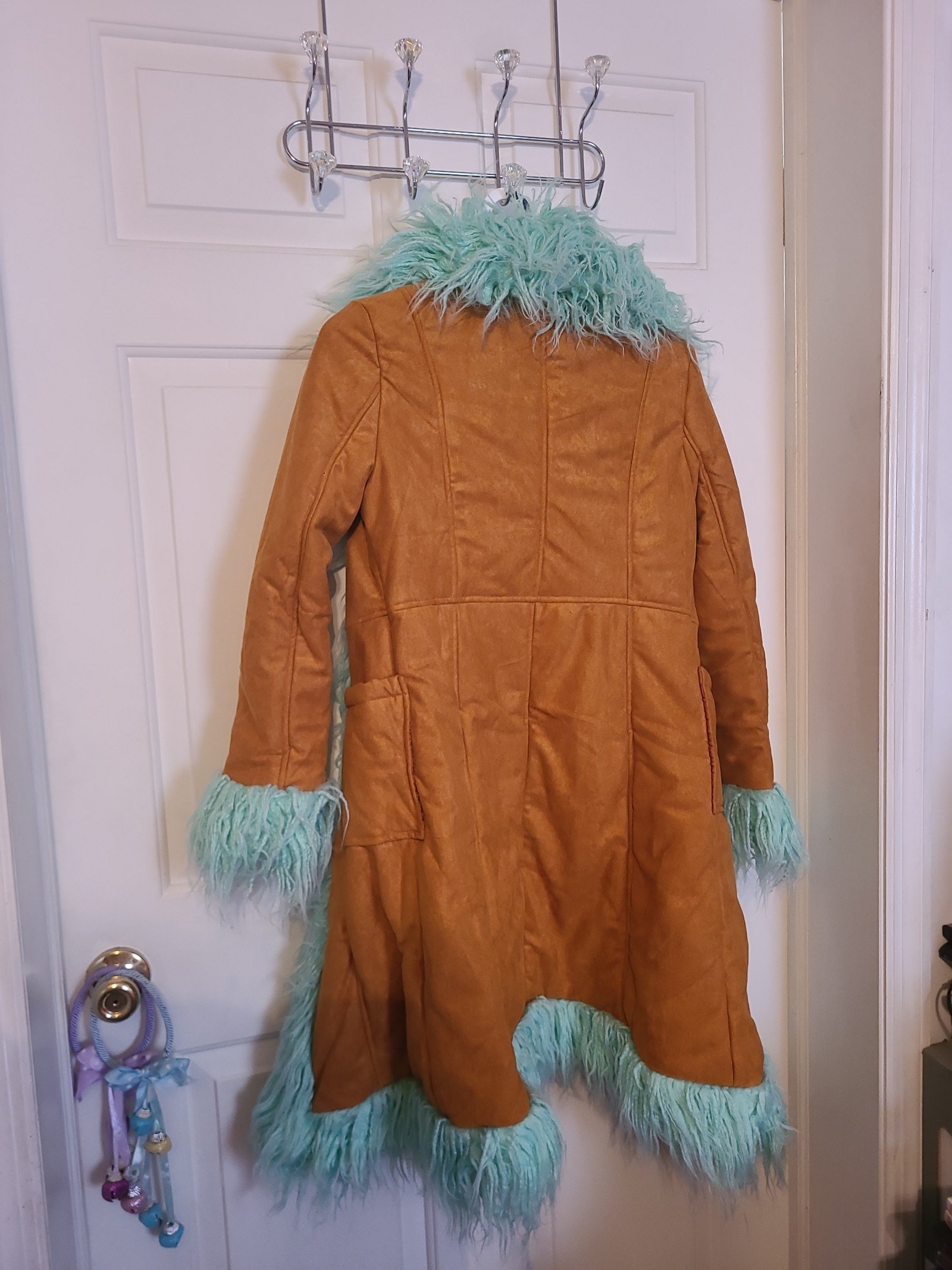 Lola Faux Suede Fur Trimmed Long Line Coat