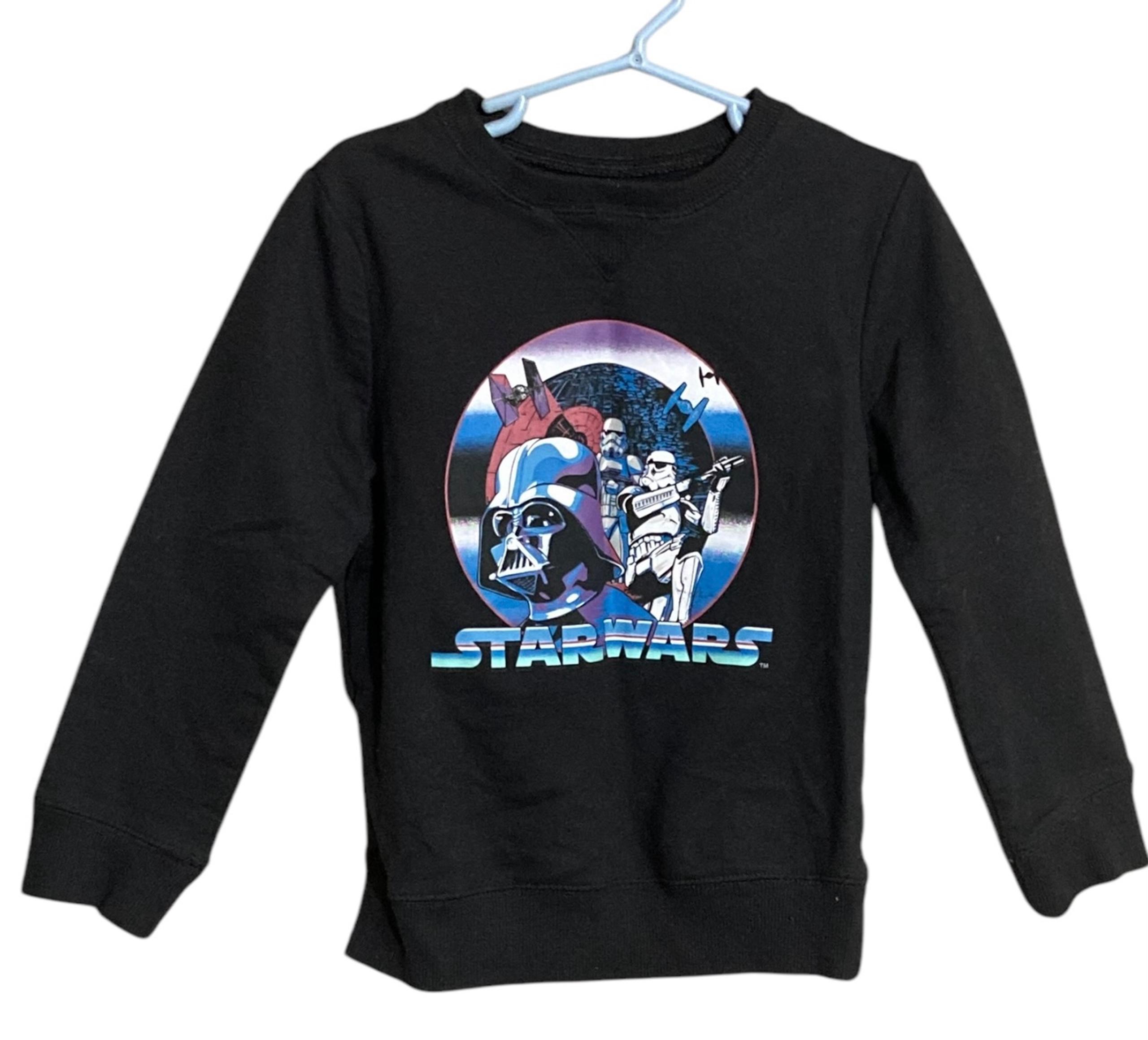 NEW Boys Black Star Wars Softest Fleece Long Sleeve Sweat Shirt - Size 6