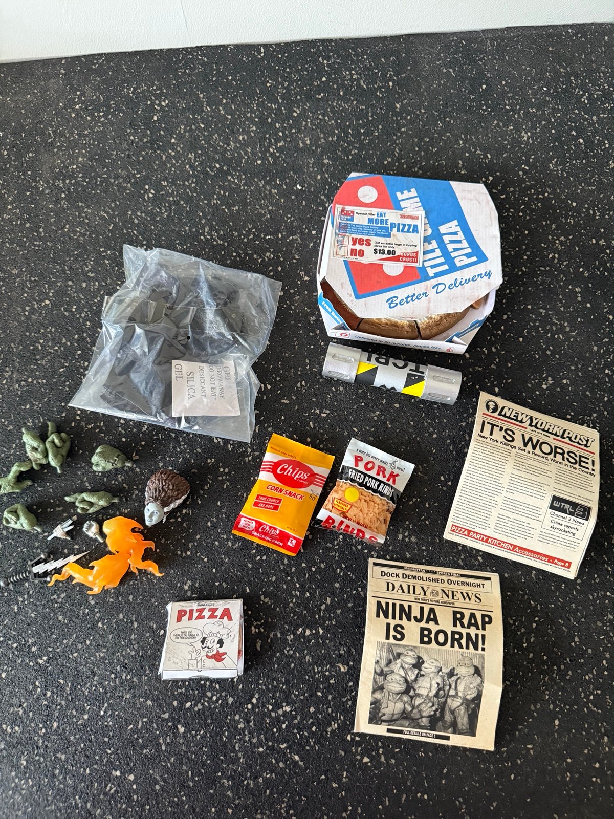 NECA TMNT Ninja Turtles Weapons Parts Accessories Lot pizza full 1/4 and 7”.