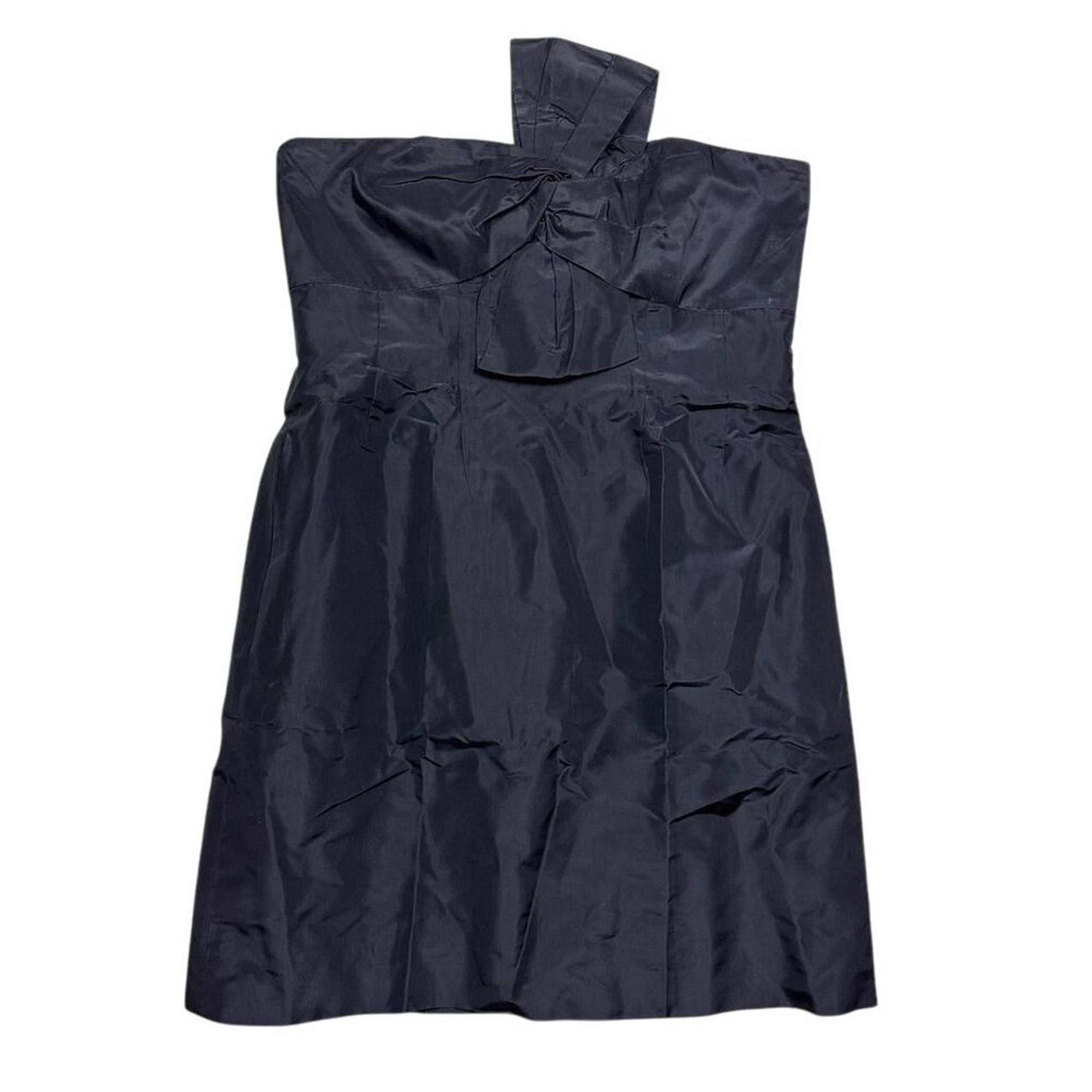 J. Crew Women's Size 14 Black Strapless Bow Monde Knee Length Dress Silk