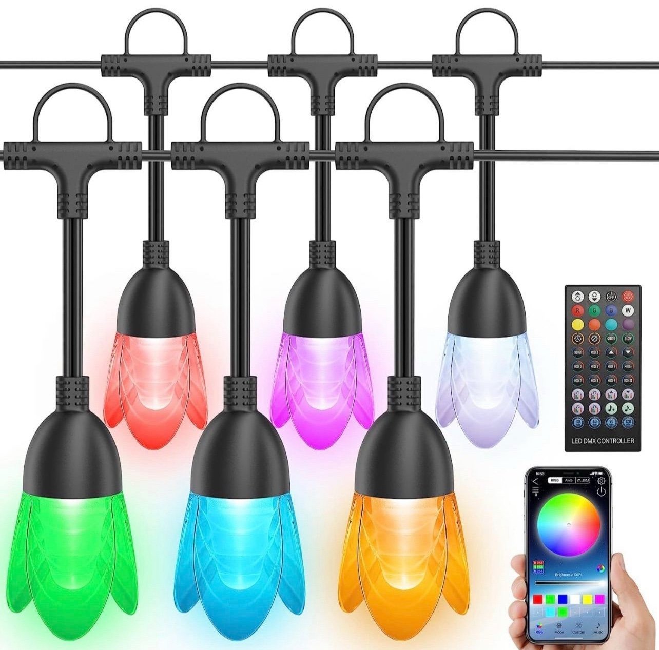 Outdoor String Lights USB Powered 36ft Patio Lights RGBW Multicolor