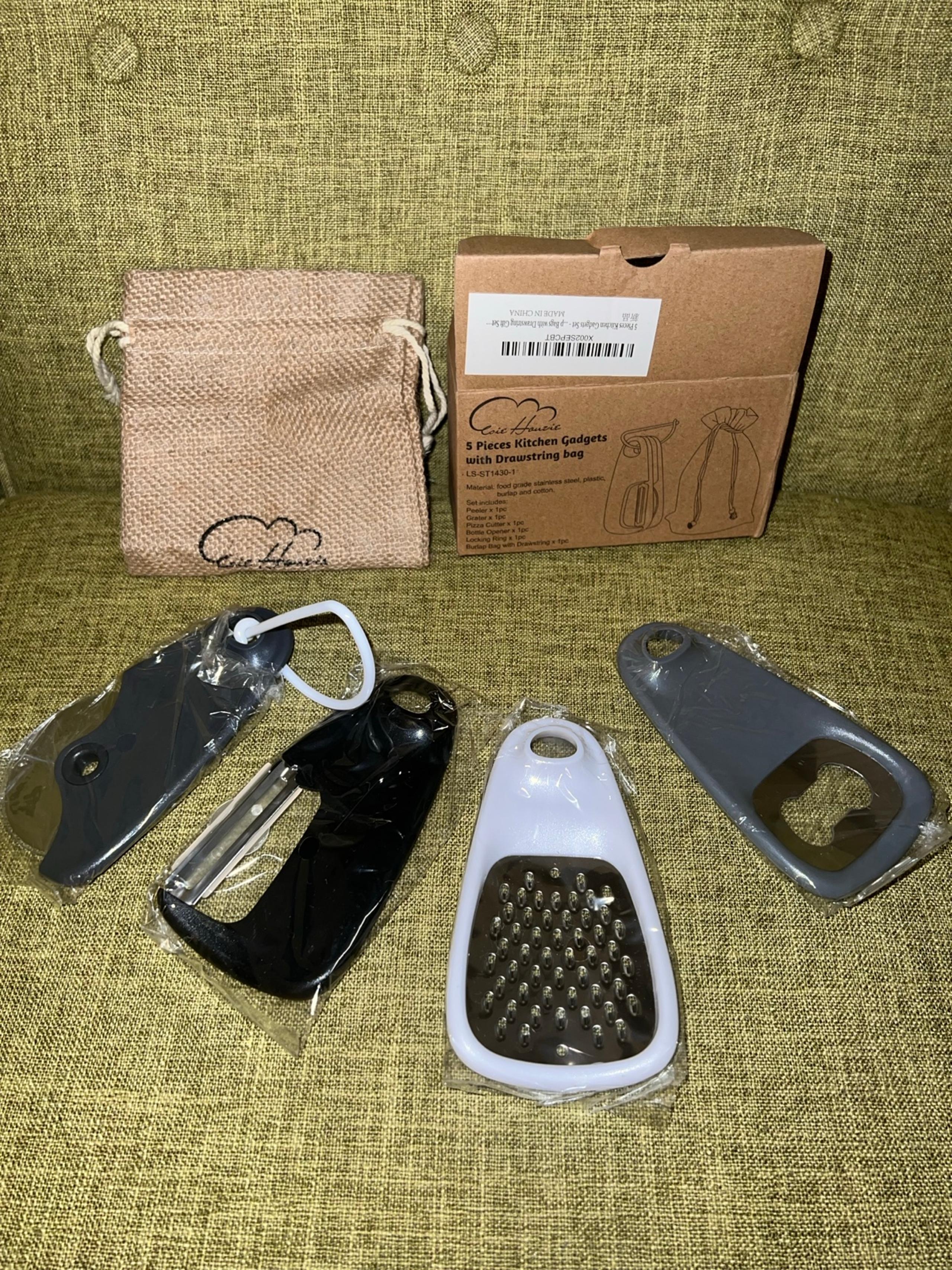 Pampered Chef 5-Piece Kitchen Gadget Set with Drawstring Bag