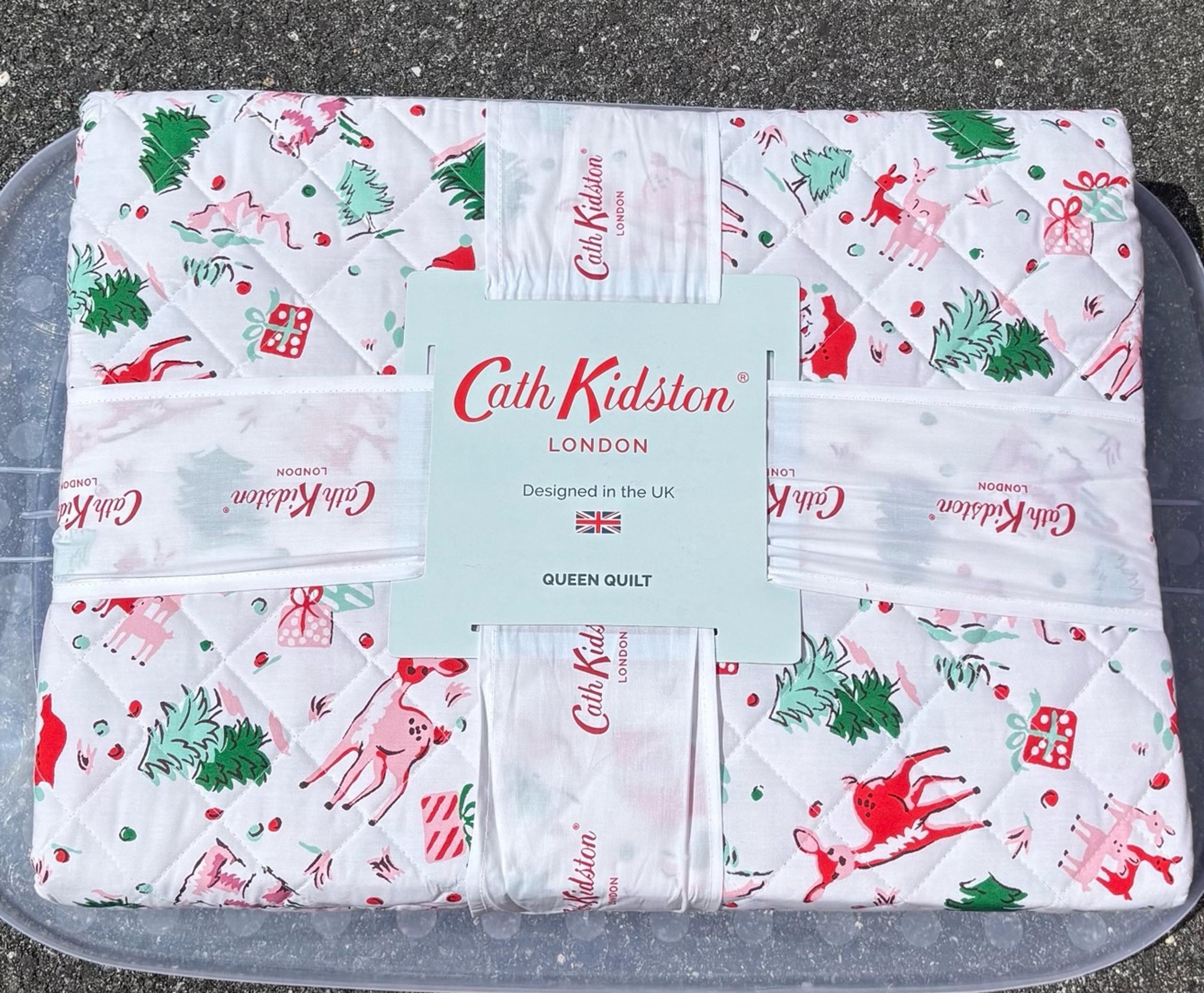 Cath Kidston London Christmas DITSY DEER - PINK Cottage Cotton QUEEN Quilt NWT