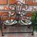 Black Wrought Iron Elevated Pet Feeder W/Silver Bowl Set; Ornate Scroll Design