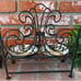 Black Wrought Iron Elevated Pet Feeder W/Silver Bowl Set; Ornate Scroll Design