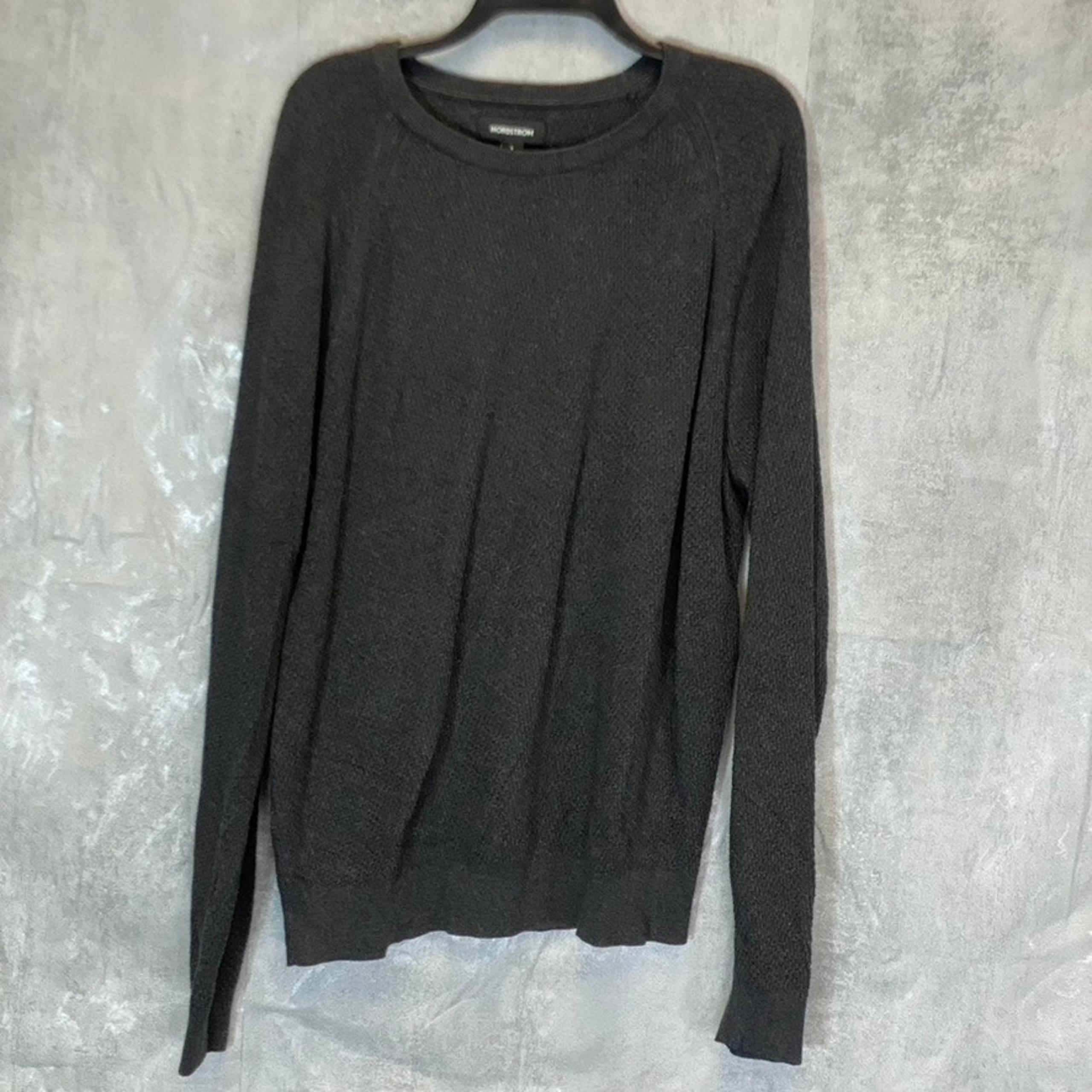 NORDSTROM Men's Grey Charcoal Heather Knit Pullover Crewneck Sweater SZ L