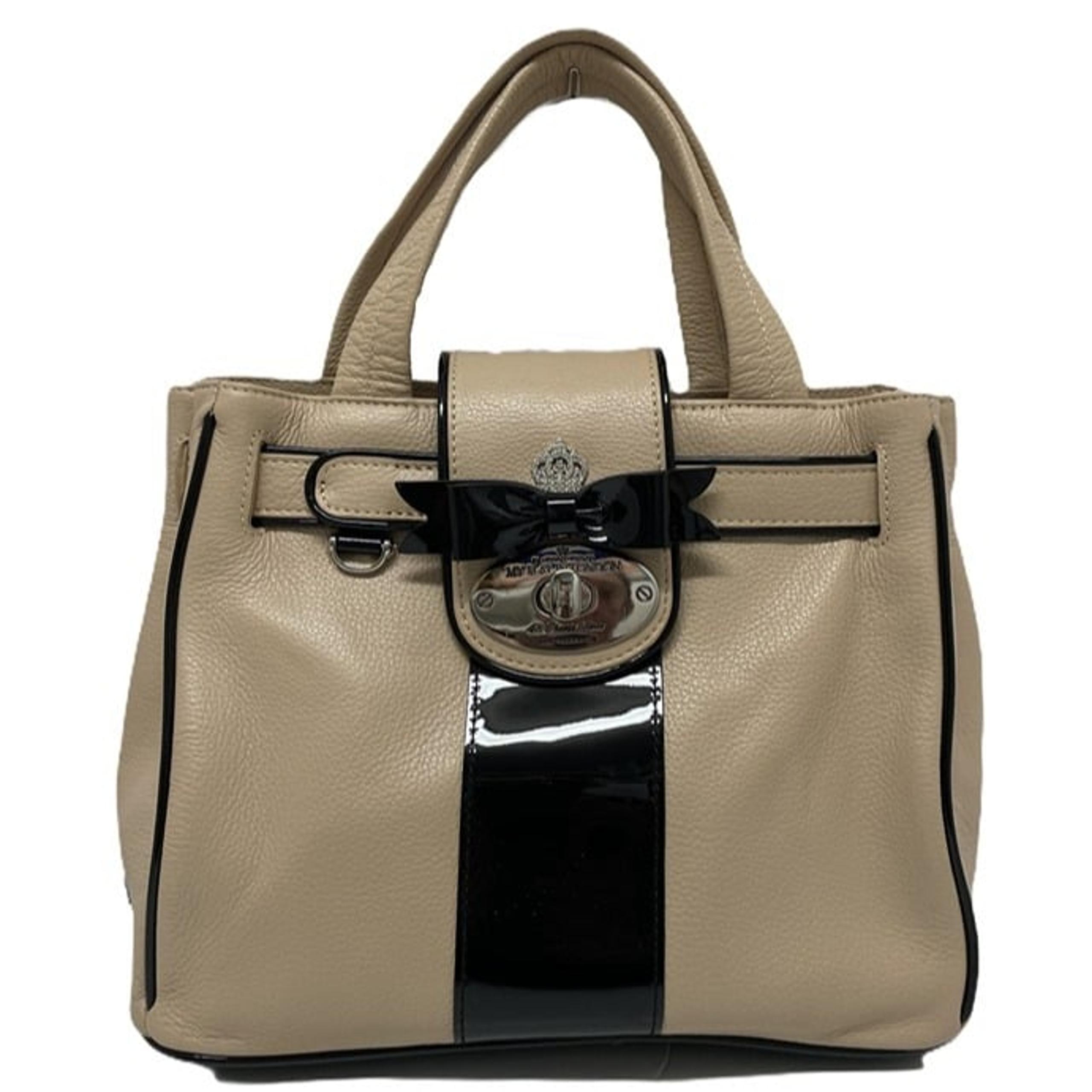 MY FLAT IN LONDON Handbag MFIL Beige Black Crystals Crown Bow **EUC** GORGEOUS!!