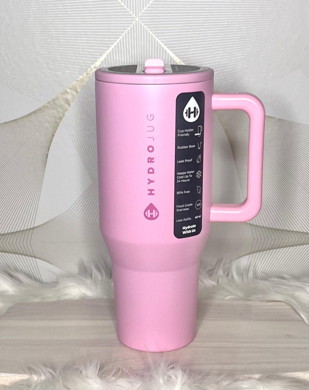 HydroJug Blush Pink Leak-Proof Lid Water Tumbler 40oz NWT
