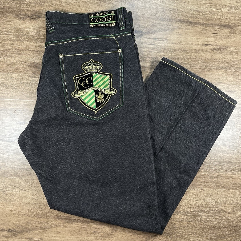 VTG Coogi 3D Knit Embroidered Back Pocket Y2K Denim Jeans Mens 42x35 (42x32.5)