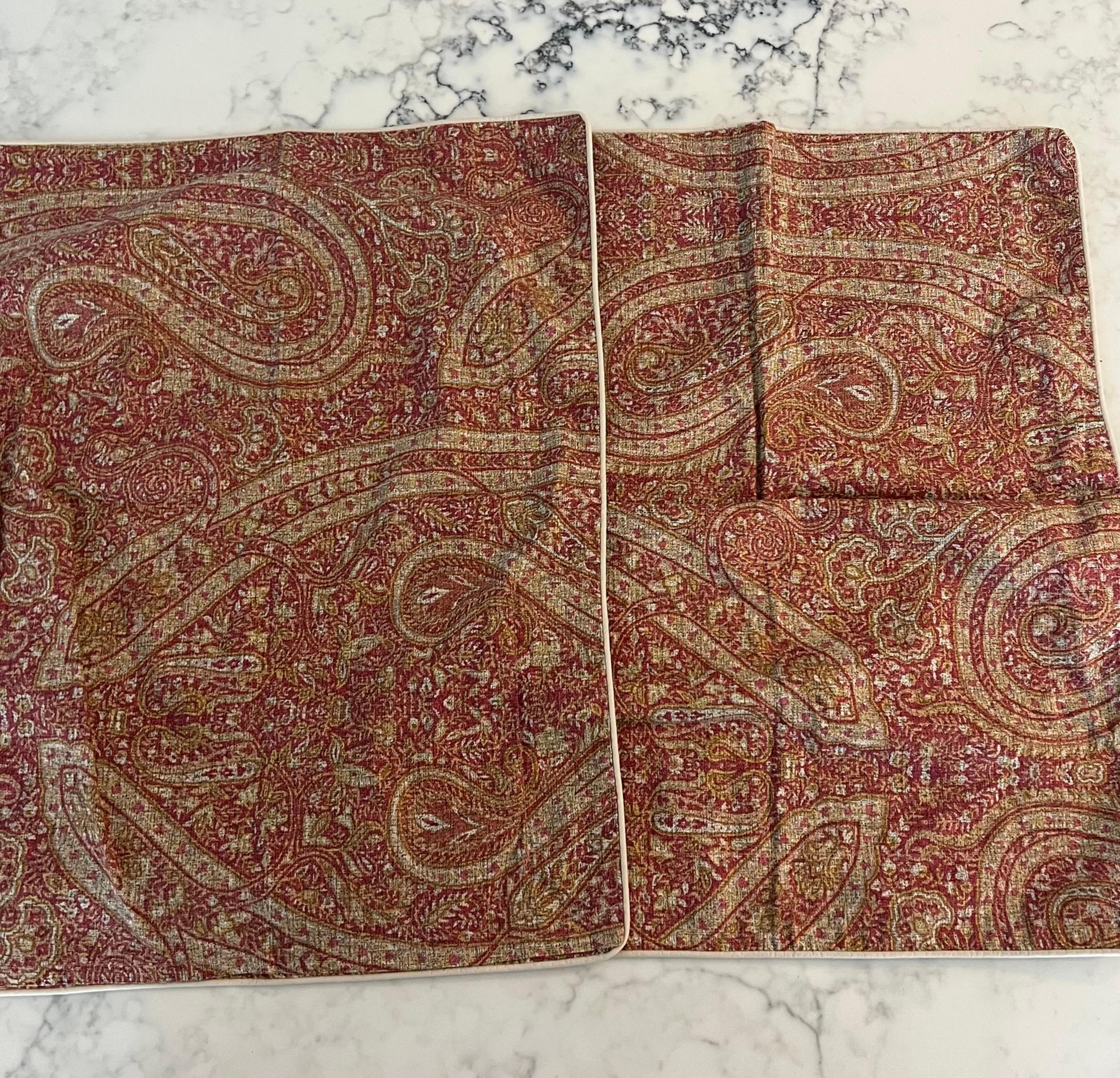 Yves Delorme Paisely Standard Pillow Shams Magenta Gold Yellow Set Of 2 EUC