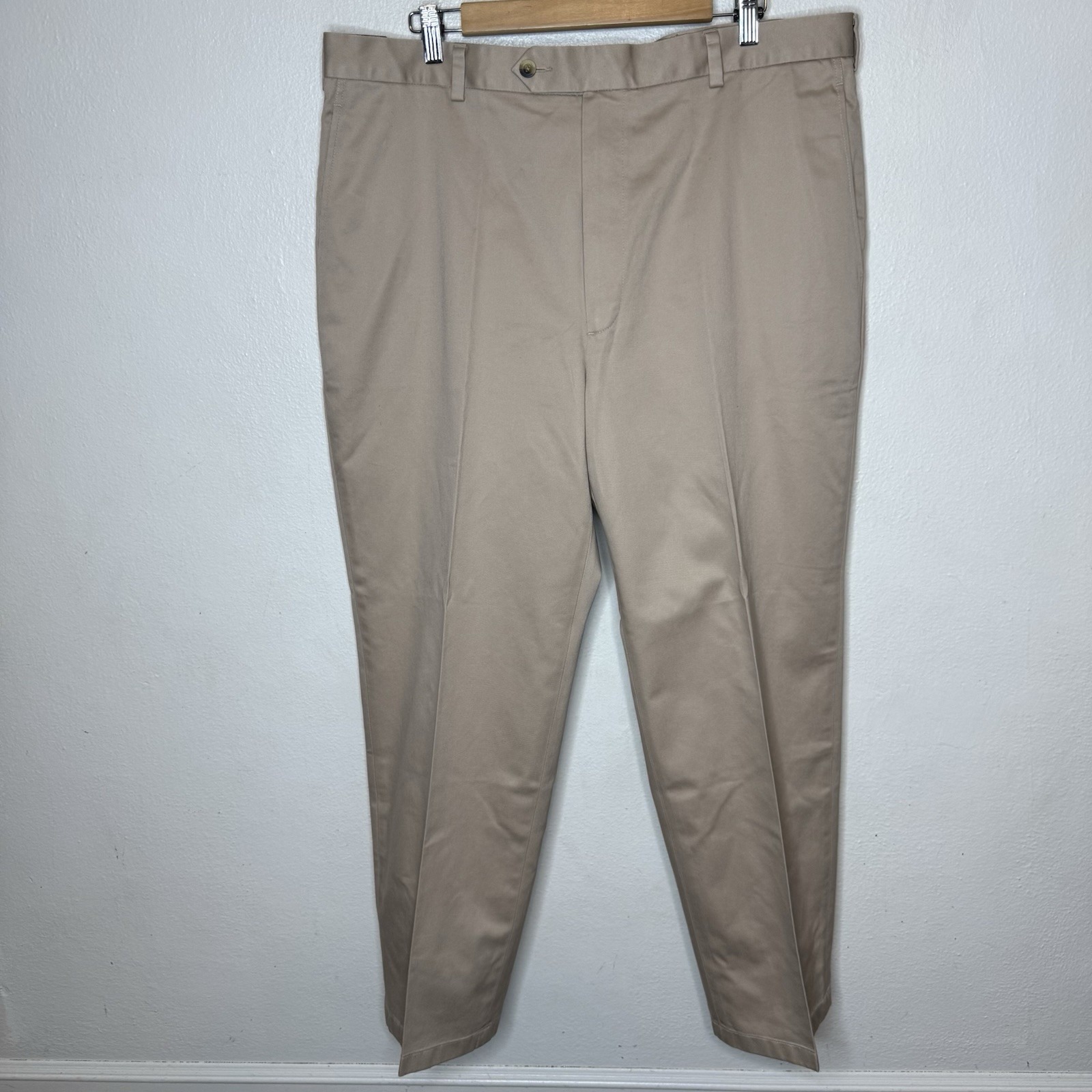 Jos A Bank Traveler Twill Pants Mens 40x30 Khaki Cotton Standard Fit Plain Front