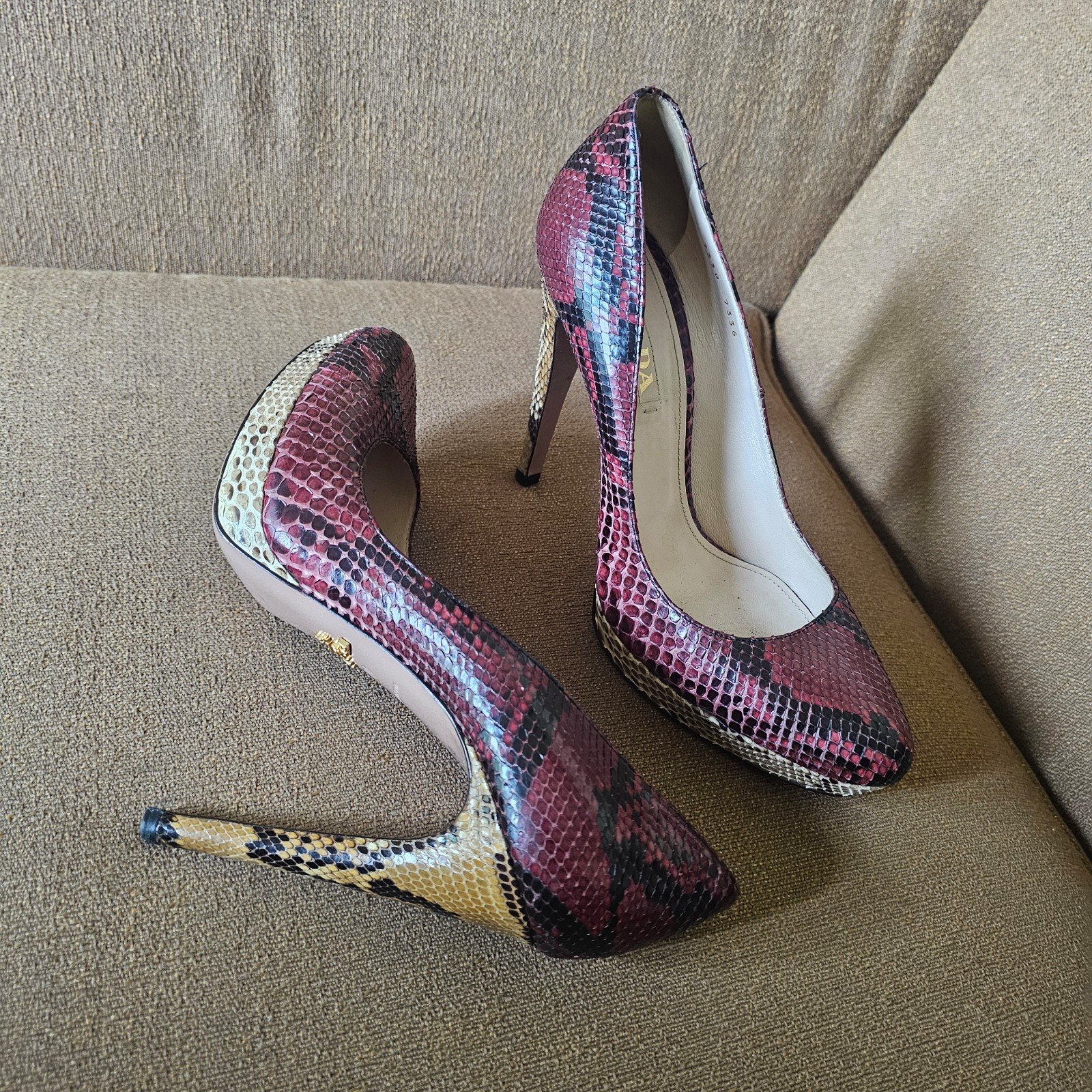 Prada Snakeskin Animal Print Pumps Size 40