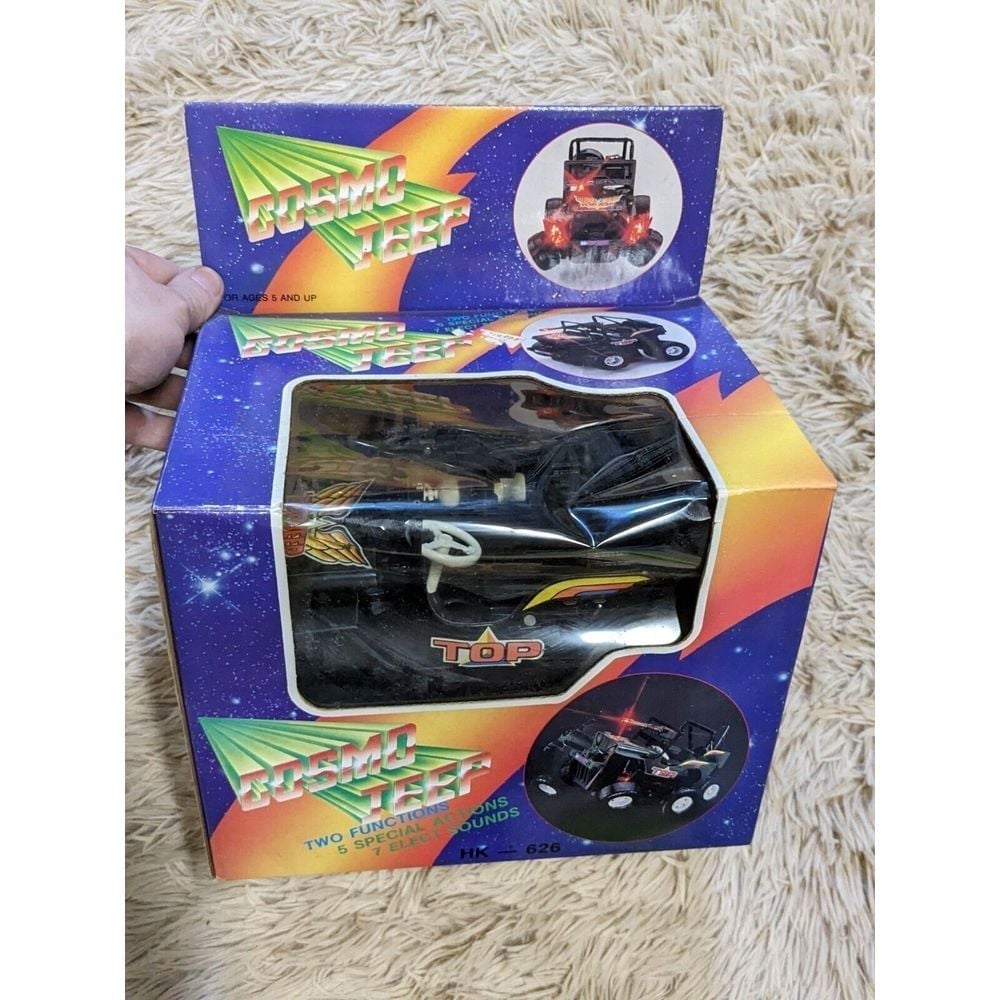 Cosmo Jeep Vintage 1980 80's Battery operated Toy with box Rare Hard To Find