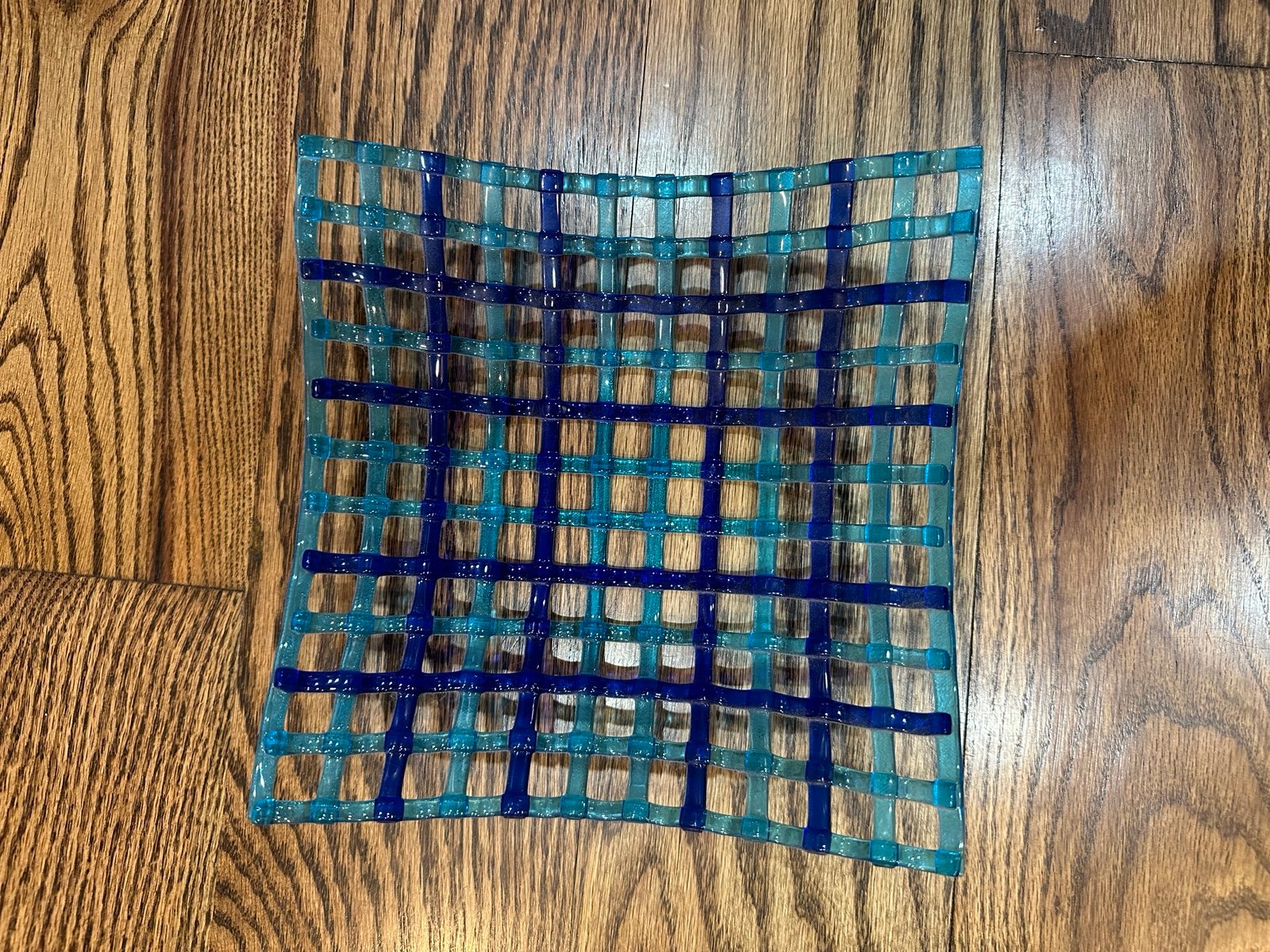 Hand blown woven glass decorative bowl