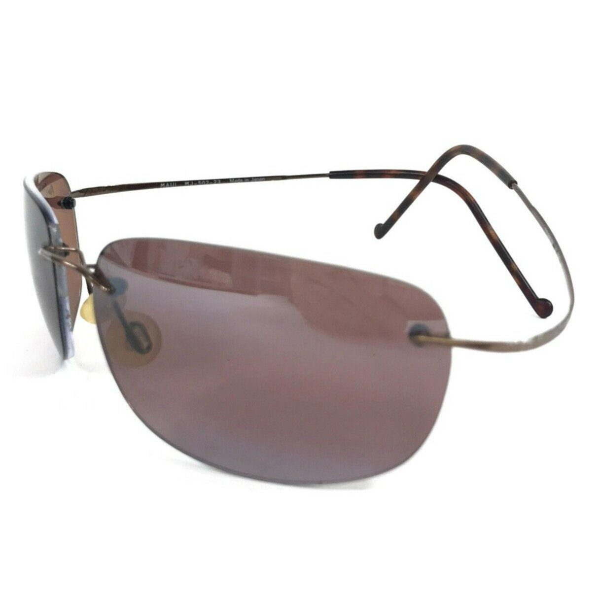 Vintage Maui Jim Sunglasses Frames MJ-502-23 Brown Rimless Hingeless Titanium