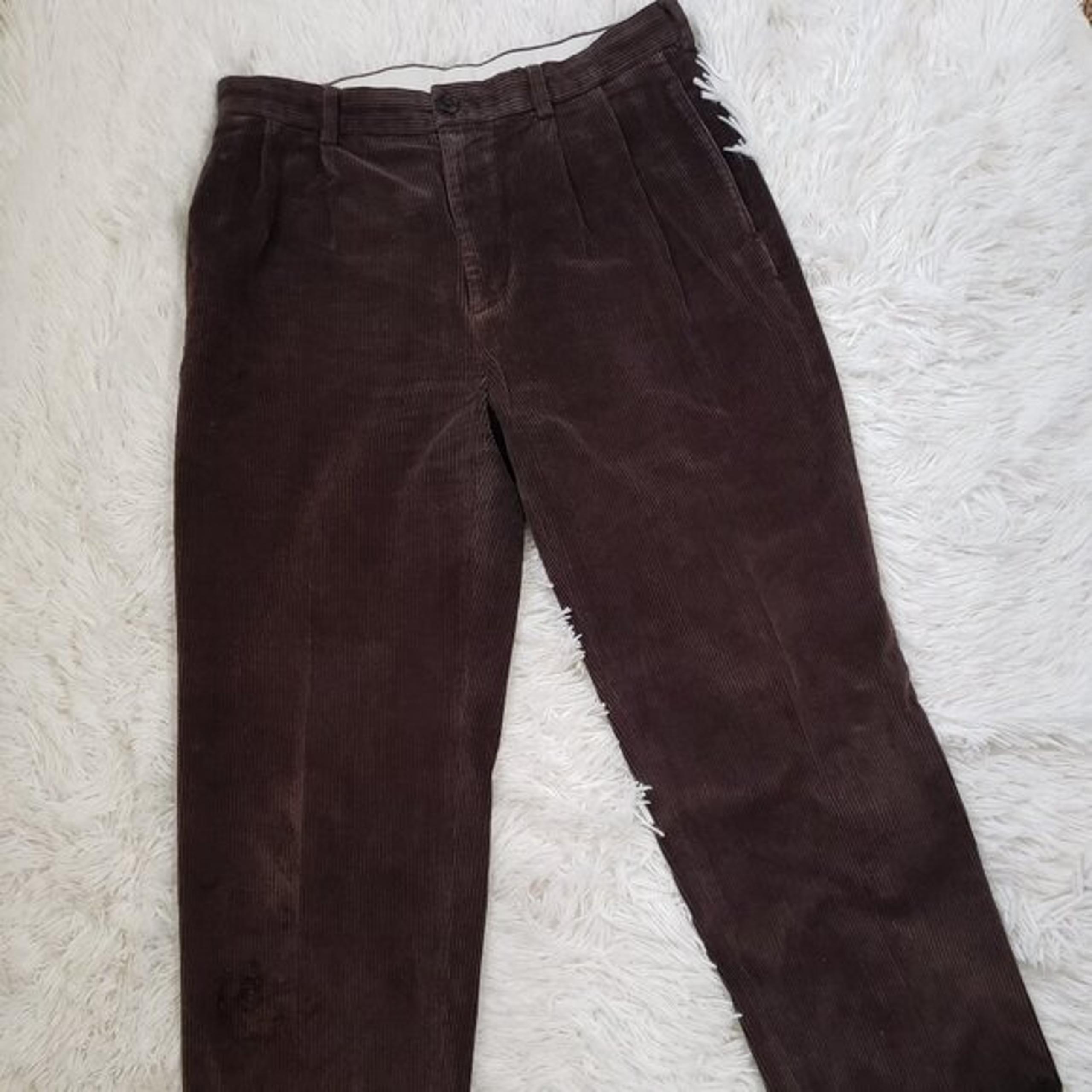 Brooks Brothers Pants Mens 34x30 Brown Rib Pleated Corduroy Designer Casual 346