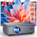 4K Projector WiFi & Bluetooth, 850ANSI, 1080P, Auto Focus/Full-Angle Up To 300
