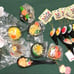 Food sample keychain gacha prize, 18 pieces.