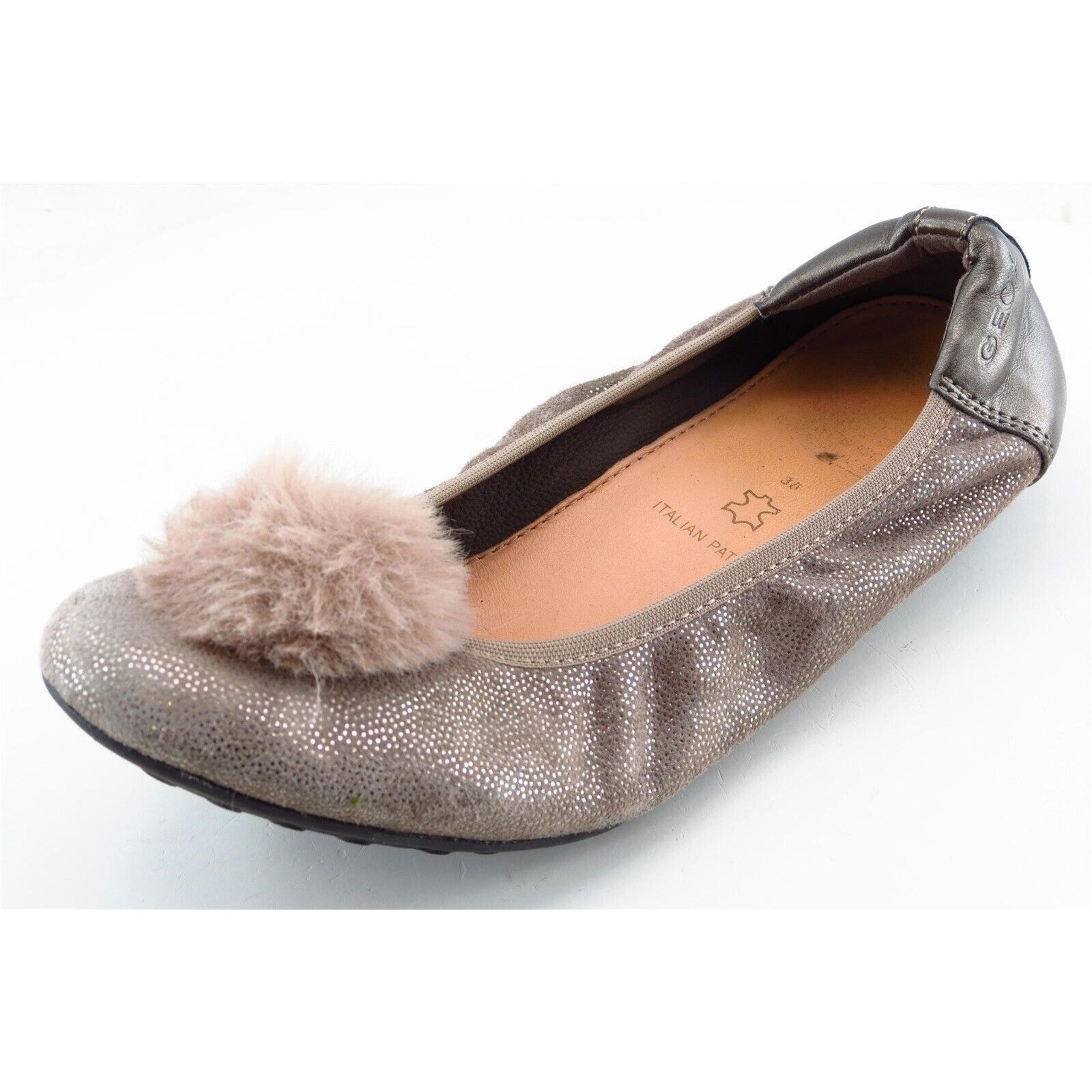 Geox Ballet Flats Gray Leather Women Shoes Size 36 Medium