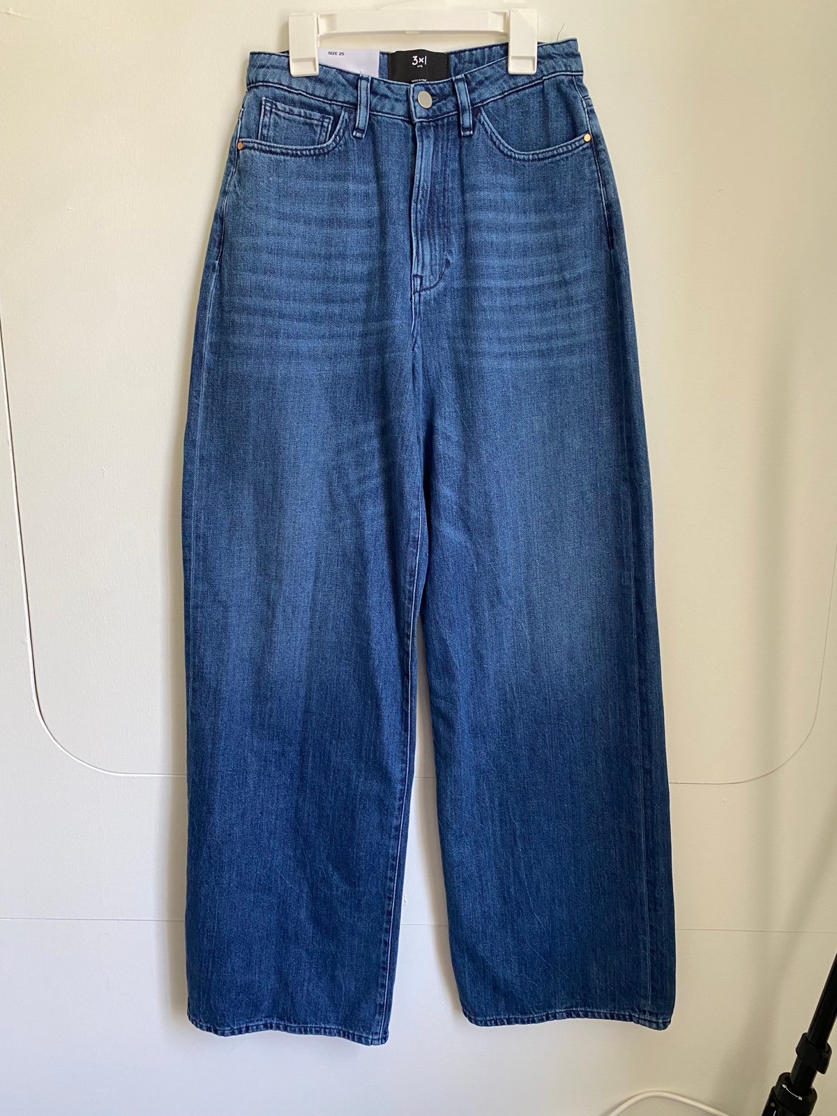 NWT 3x1 high rise wide leg blue jeans women size 25