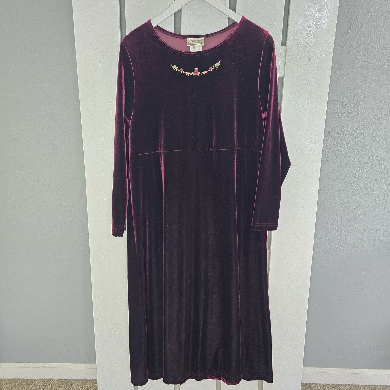 Coldwater Creek High Waist Midi Purple Velvet Dress LP Whimsigoth Coquette