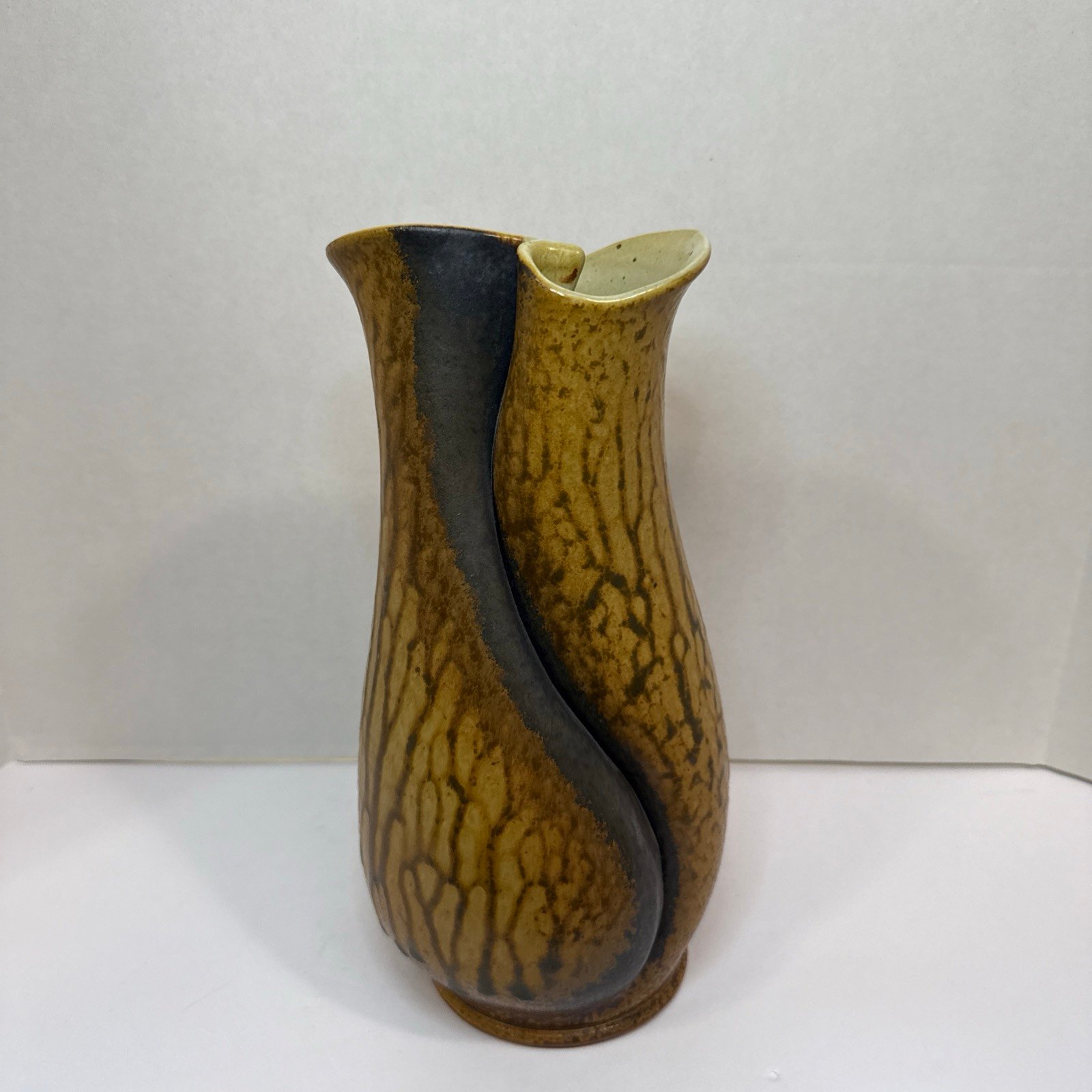 Vintage Brian Beam Dripping Ash Glaze Art Pottery Vase 11”