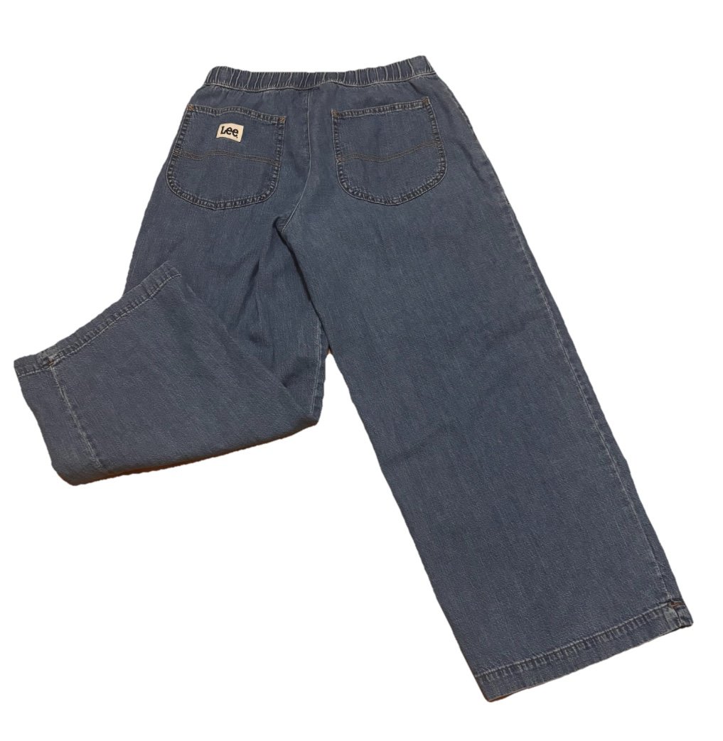 VINTAGE LEE WIDE LEG LOGO BAGGY WOMEN'S SIZE 8 MED JEANS