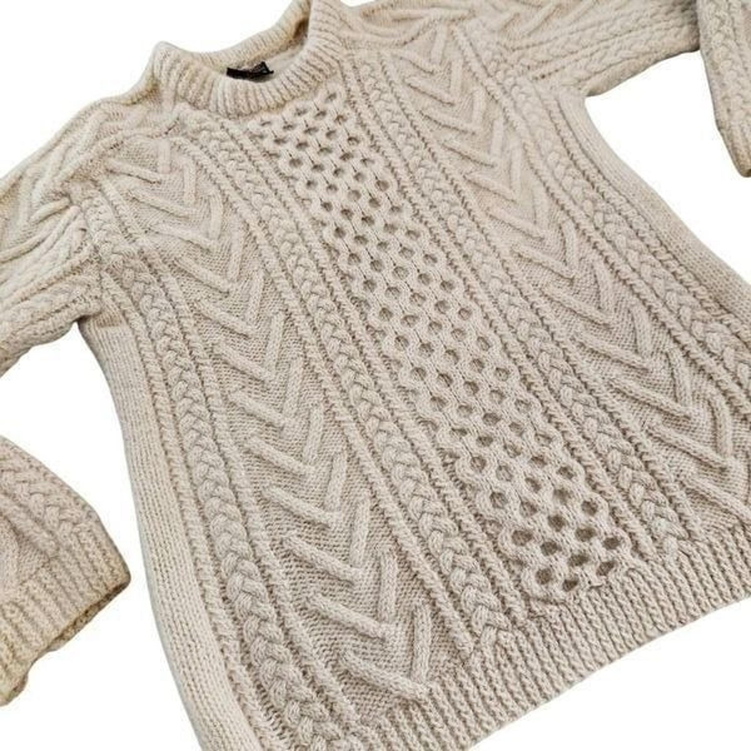 Vintage Gaeltarra Wool Sweater Mens 40 Medium Womens Large Ireland Fisherman Cab