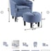 Take-a-Seat Churchill Accent Chair with Ottoman in Blue Fabric