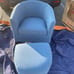 Take-a-Seat Churchill Accent Chair with Ottoman in Blue Fabric
