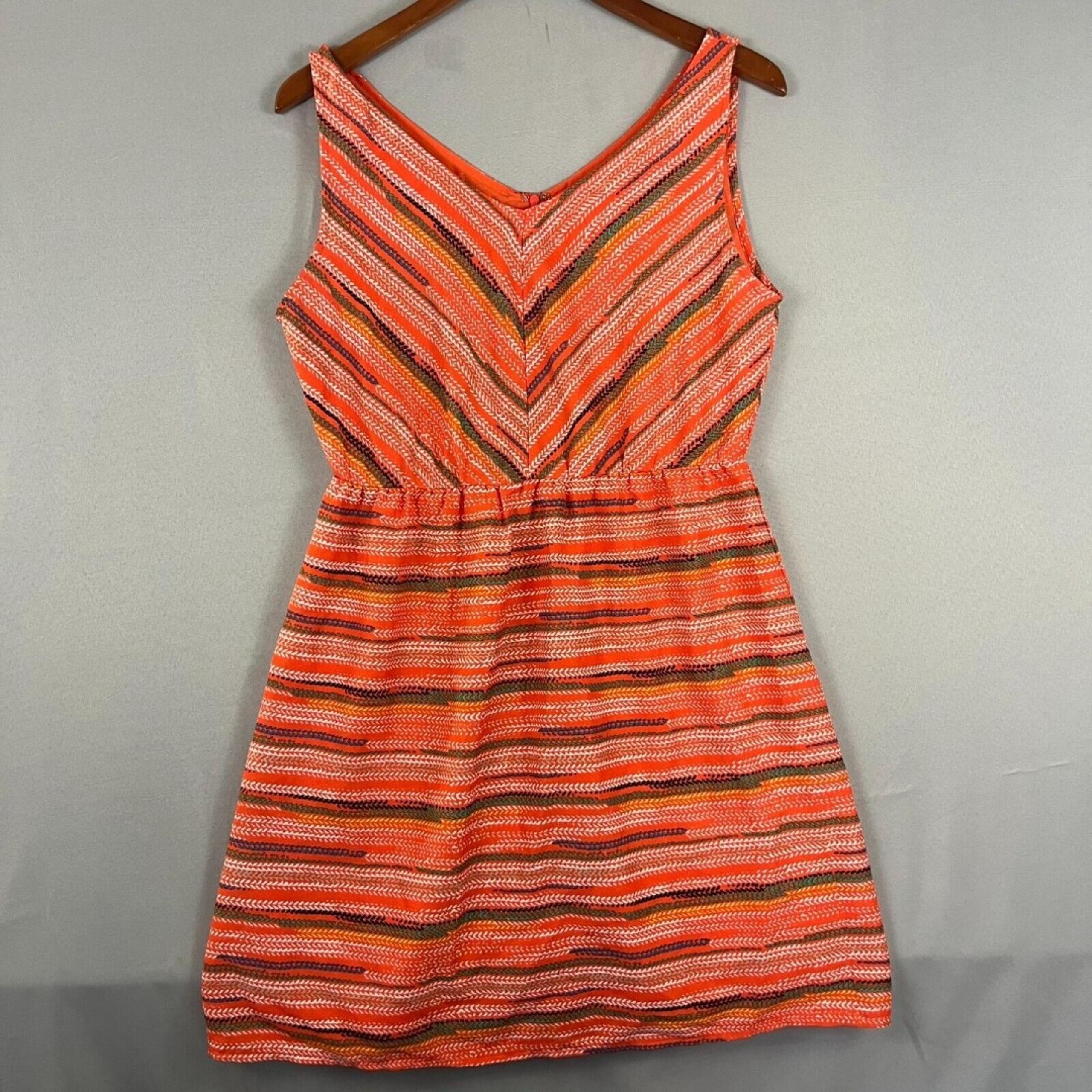 Anthropologie Tulle Womens Dress Sz Medium Orange Sleeveless Boho Summer Midi